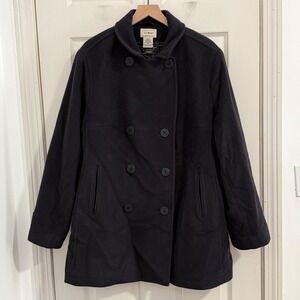 LL Bean Wool Coat Womens 3X Double Breasted Bellandi Made in Italy Quiet Luxury‎